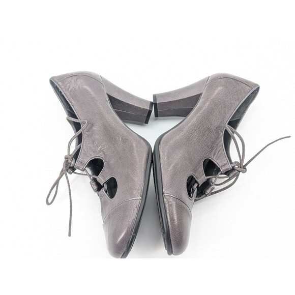 Aerosoles Retro Pin Up Girl Gray Leather Lace Up Tie Bow Pump Heels Size 9.5 - Picture 5 of 9